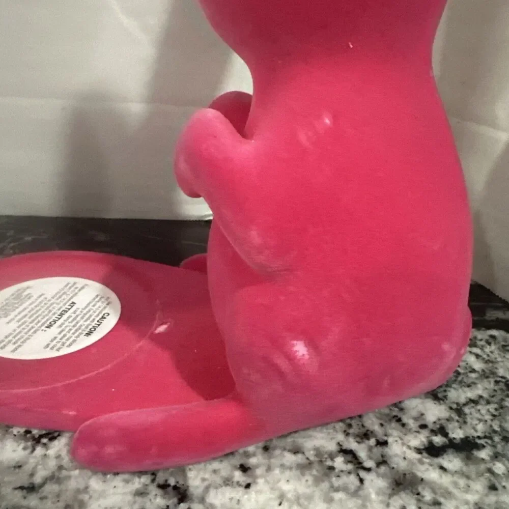 Bath & Body Works Bunny Rabbit Flocked Pink 3 Wick Candle Holder